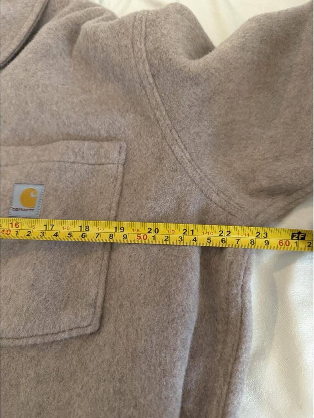 Carhartt Women’s XL Loose Fit Fleece Shacket Dusty Rose Pink Taupe Snap Jacket - Picture 5 of 8